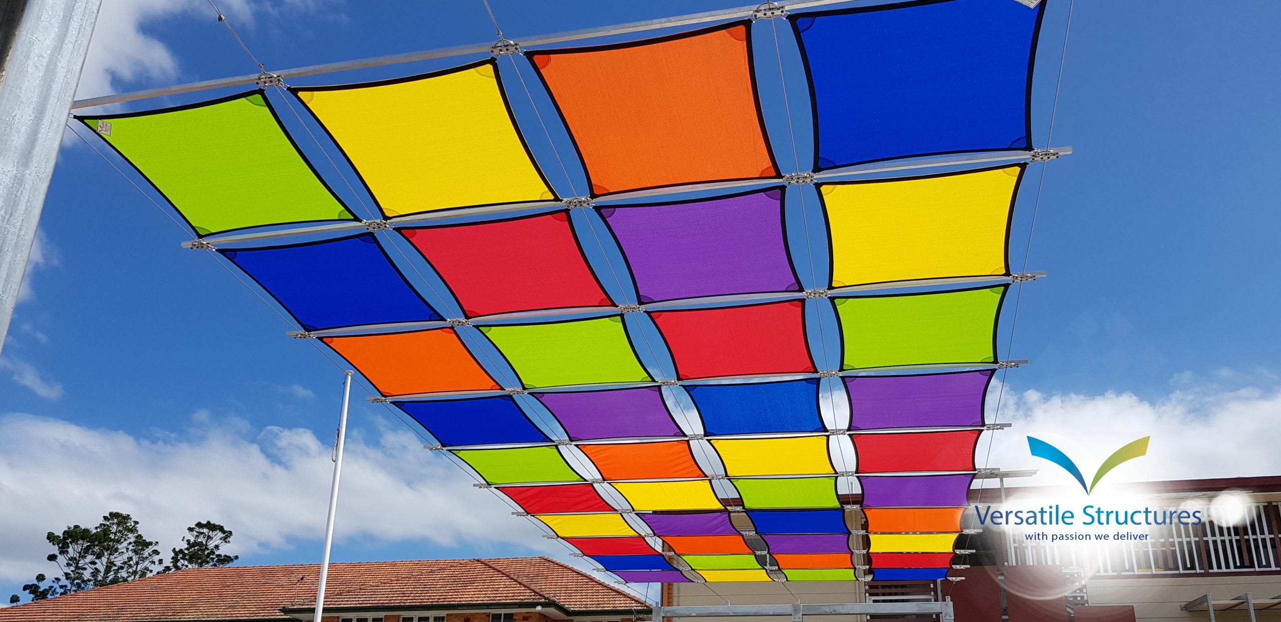 Shade structure installation by Versatile Structures