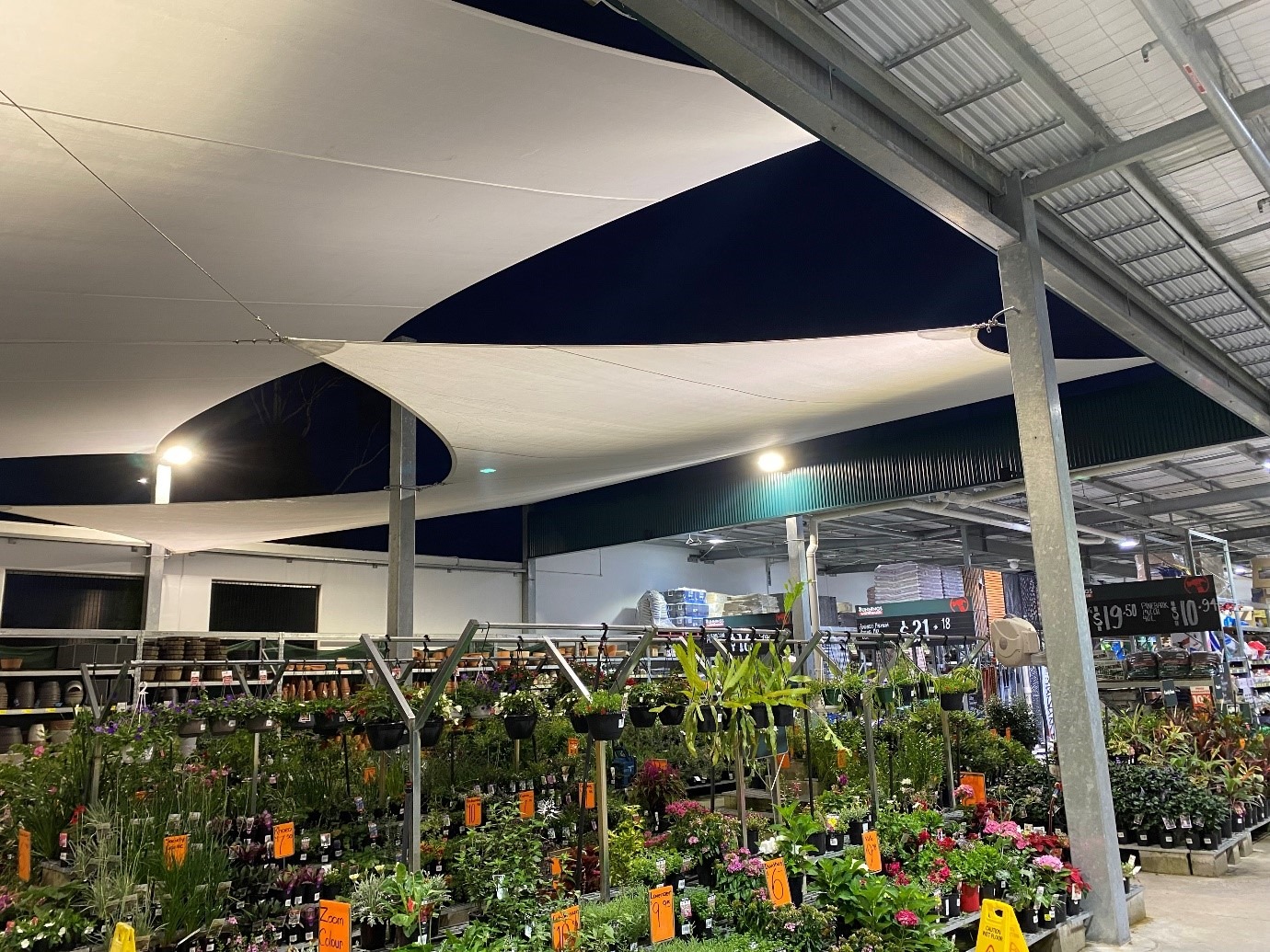 Commercial shade structure installed for Bunnings by Versatile Structures