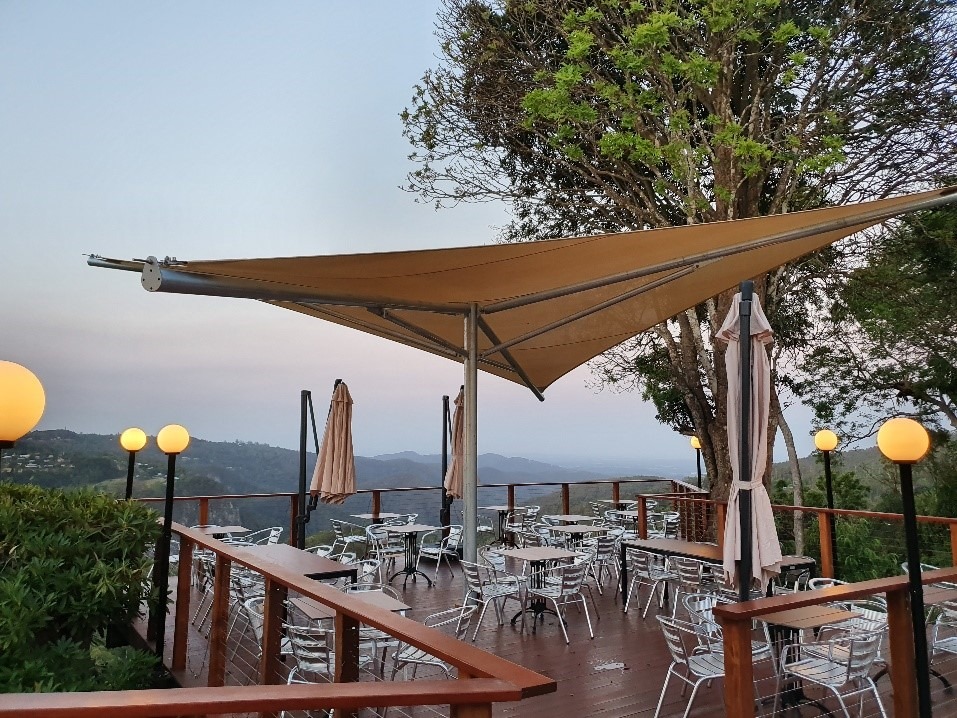 Vypar umbrella shade structure installed by Versatile Structures