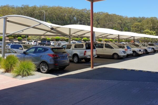 Pelican Waters car park shade structure installed by Versatile Structures