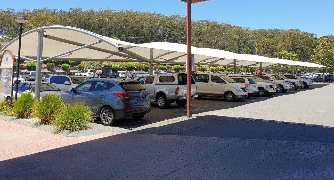 Pelican Waters car park shade structure installed by Versatile Structures