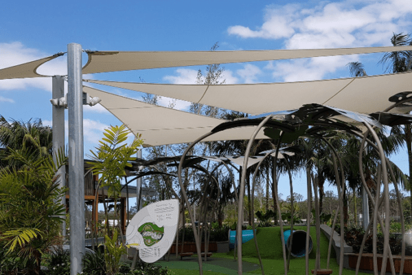 Westfield shade structure installed by Versatile Structures