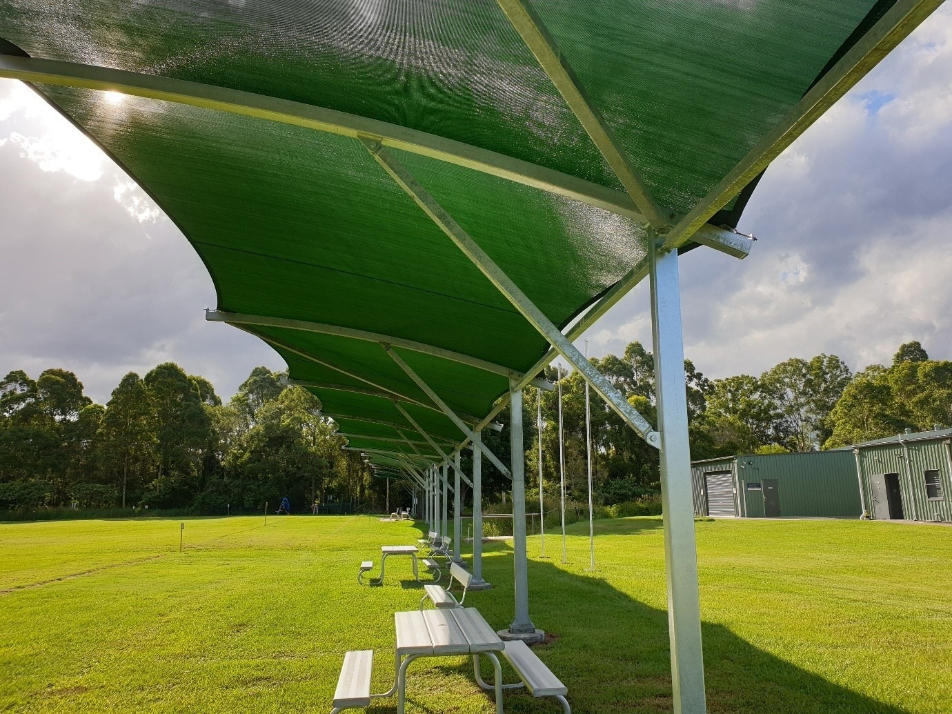 Samforld Valley Archery Club shade structure installed by Versatile Structures