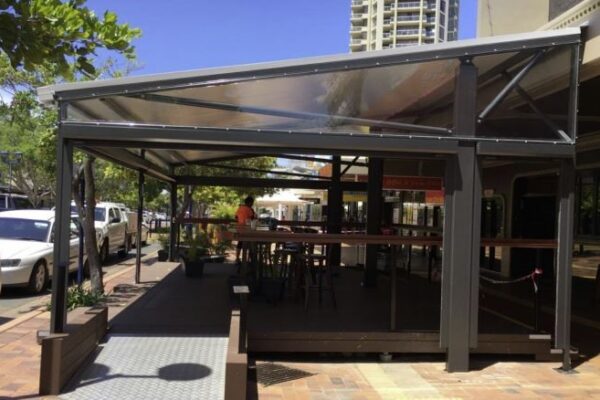 Swannie’s Bar shade structure installed by Versatile Structures