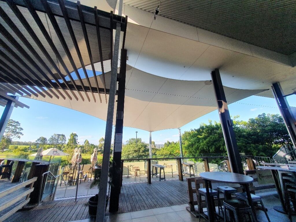 Orion Hotel shade structure installed by Versatile Structures