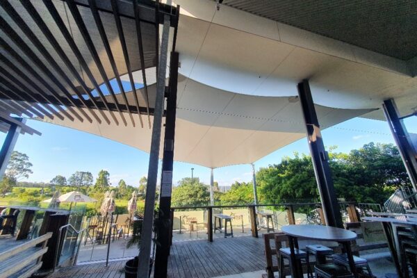 Orion Hotel shade structure installed by Versatile Structures