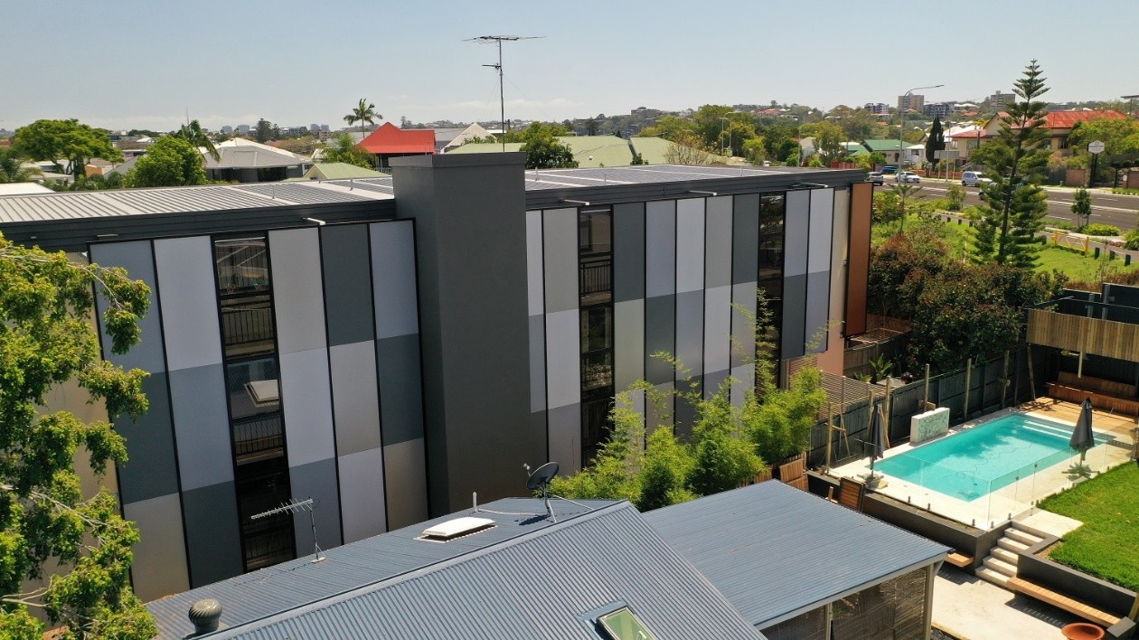 Eskgrove Apartments screening designed. manufactured and installed by Versatile Structures