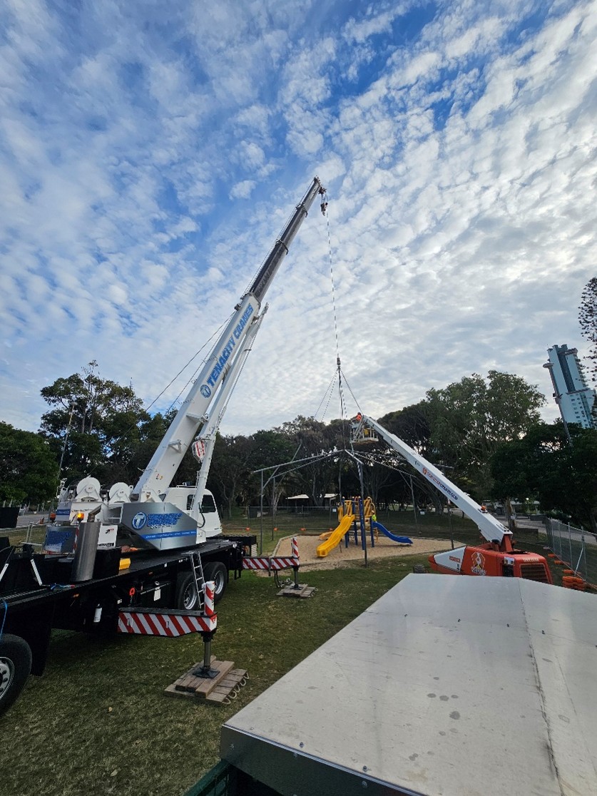 Versatile Structures installing a shade structure