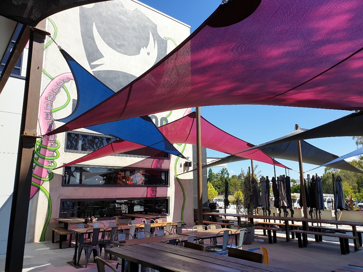 BrewDog shade structure designed and installed byVersatile Structures