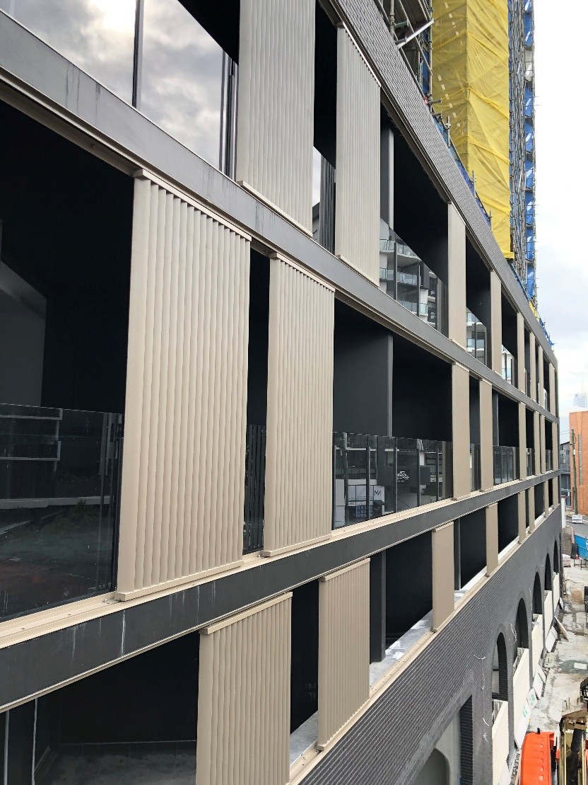 Sunscreen louvres designed, manufactured and installed by Versatile Structures