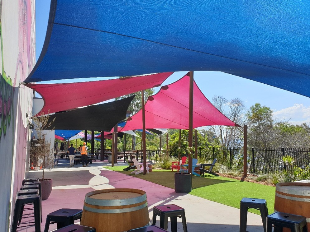 Brew Dog Shade structure designed, manufactured and installed by Versatile Structures