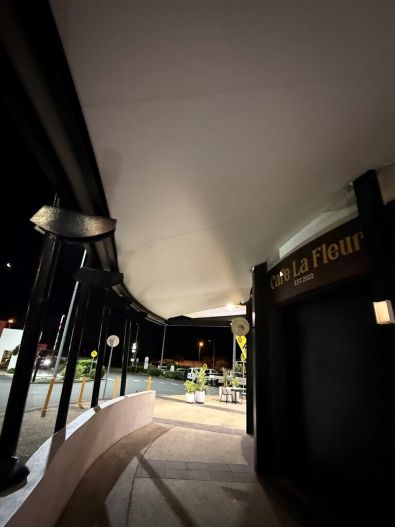 Arundel Plaza shade structure designed, manufactured and installed by Versatile Structures