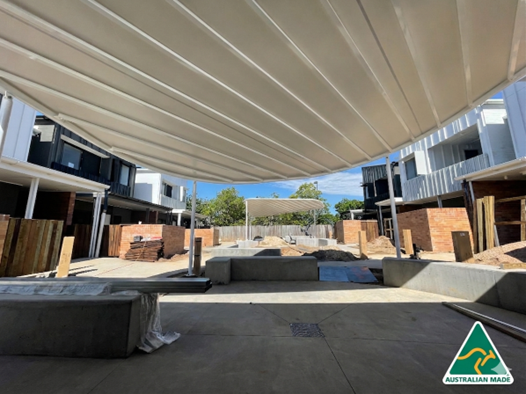 Habitat on Juers shade structure manufactured and installed by Versatile Structures