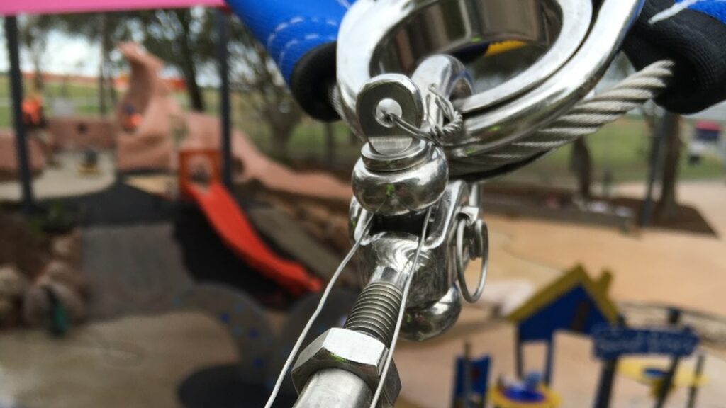 Decker Park marine grade fittings used in shade structure manufactured and installed by Versatile Structures