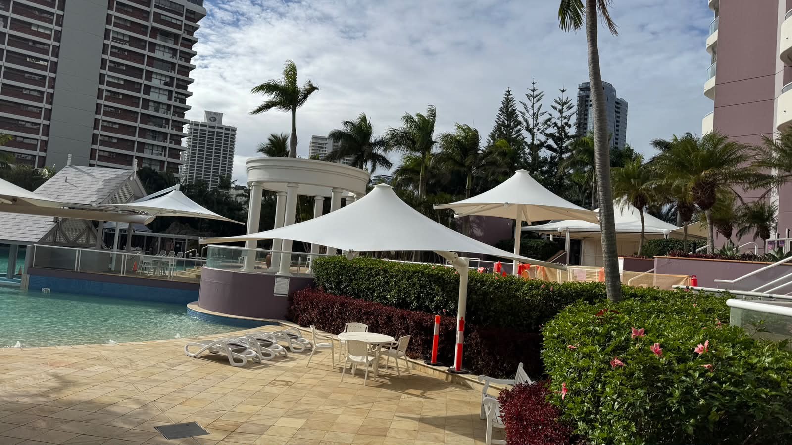 Surfers Paradise apartment block shade structure manufactured and installed by Versatile Structures