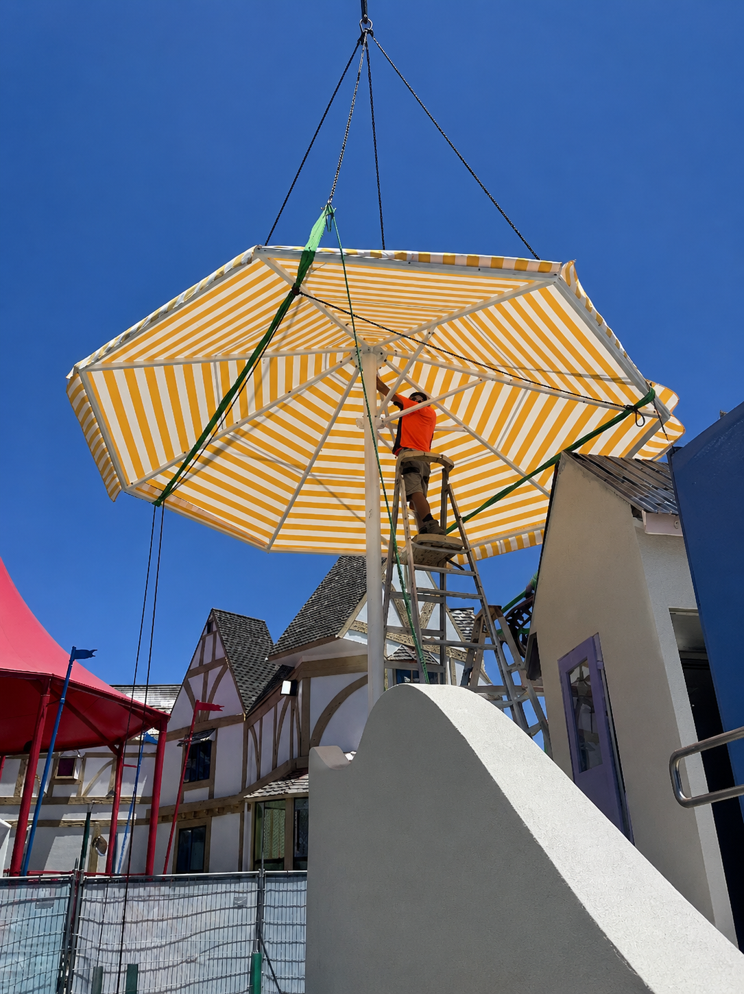 Dreamworld umbrellas manufactured and installed by Versatile Structures