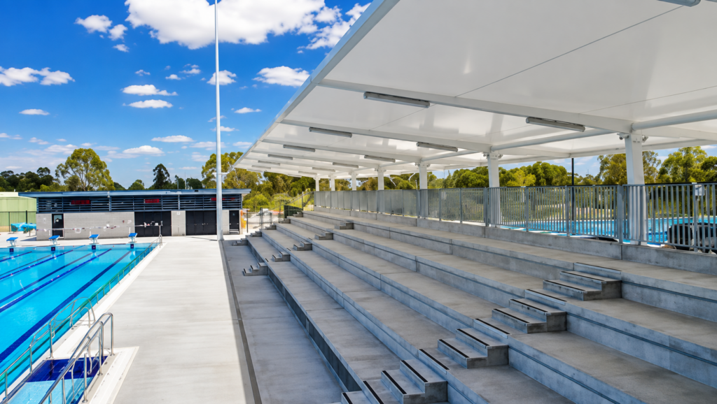 Canterbury School waterproof shade structure manufactured and installed by Versatile Structures