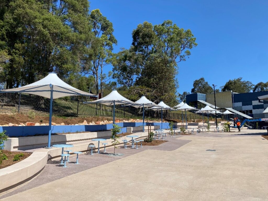 Groves Christian College shade structure manufactured and installed by Versatile Structures