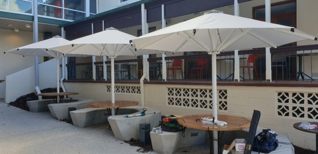 St Ritas College umbrellas installed by Versatile Structures
